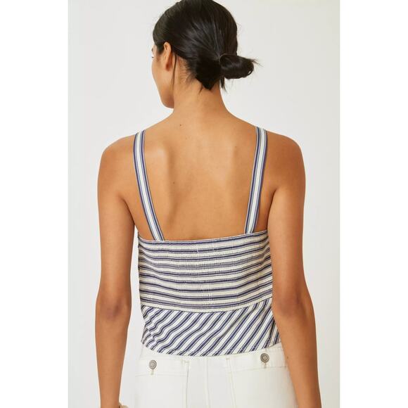 New Anthropologie Avril Emroidered Striped Halter Top $110  MEDIUM  Blue - Picture 5 of 6